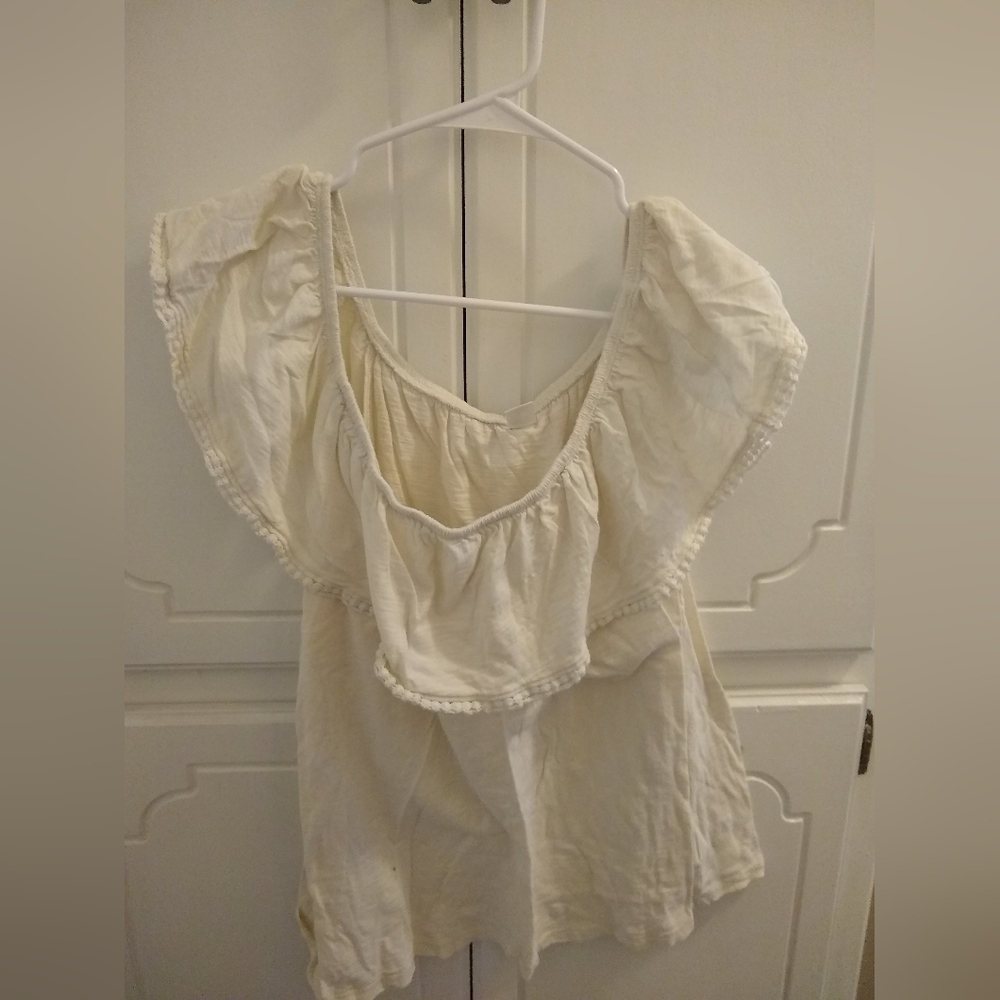 White / cream off the shoulder ruffle top